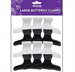 Diane Large Butterfly Clamps (Black/White) 12pc/pk