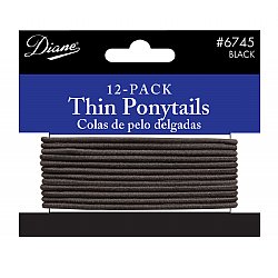 DIANE: THIN PONYTAILS-BLACK DZ/PACK