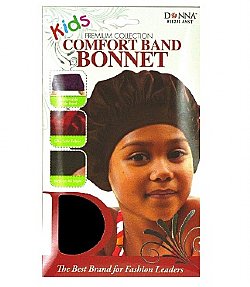 Donna Kid's Comfort Band Bonnet - Black Dozen/Pack