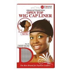 DONNA OPEN TOP WIG CAP LINER DZ/PK - BLACK  