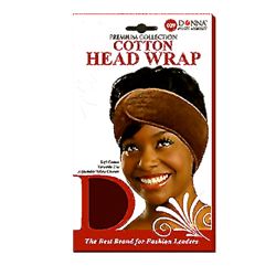 DONNA COTTON VELCRO HEAD WRAP DZ/PK - BLACK